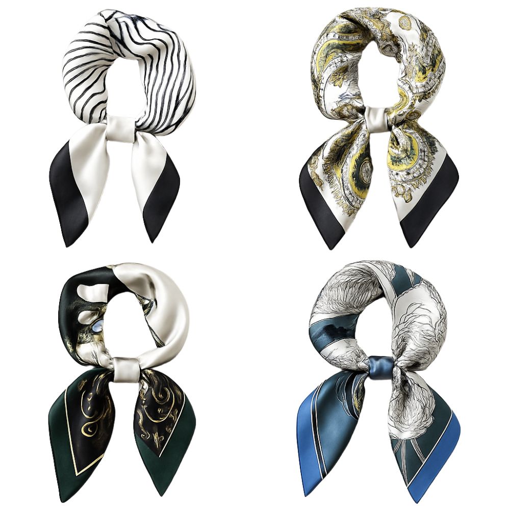 여성 쁘띠 실크 스카프 사계절 4종1세트 70x70cm 16,500원