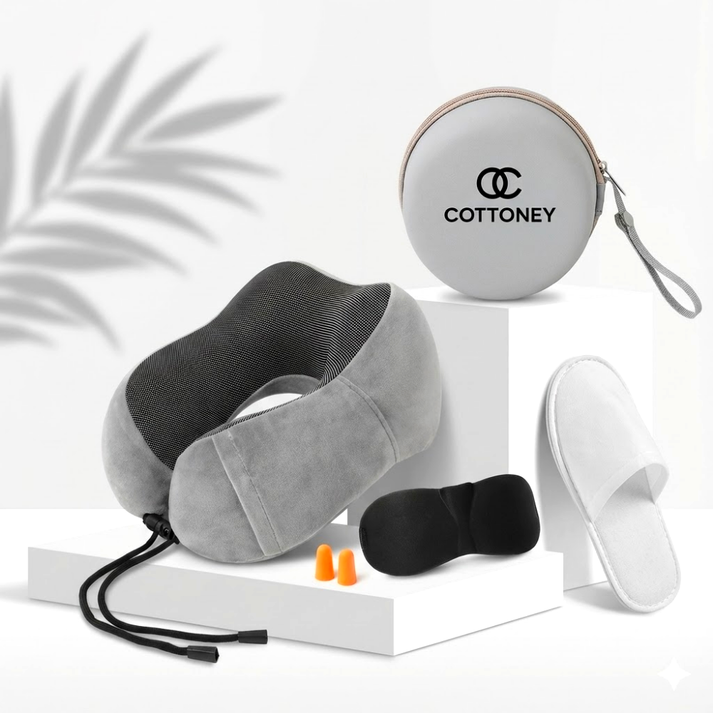 코트니 비행기 목베개 세트(기내용 슬리퍼, 안대, 이어플러그, 파우치) 19,900원