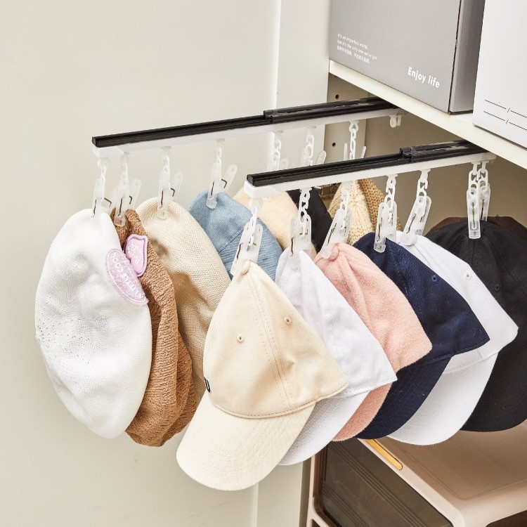 샤인홈리빙 무타공 접착식 슬라이딩 모자걸이 집게 옷장 틈새수납 다용도 후크 보관 거치대, 화이트_30cm, 1개 12,500원