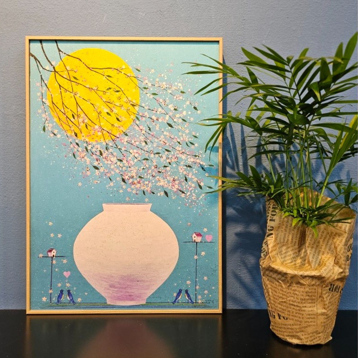 복들어오는그림 이장옥 - 인연 달 항아리 사무실 거실 풍수인테리어 개업 이사 그림선물 85,000원