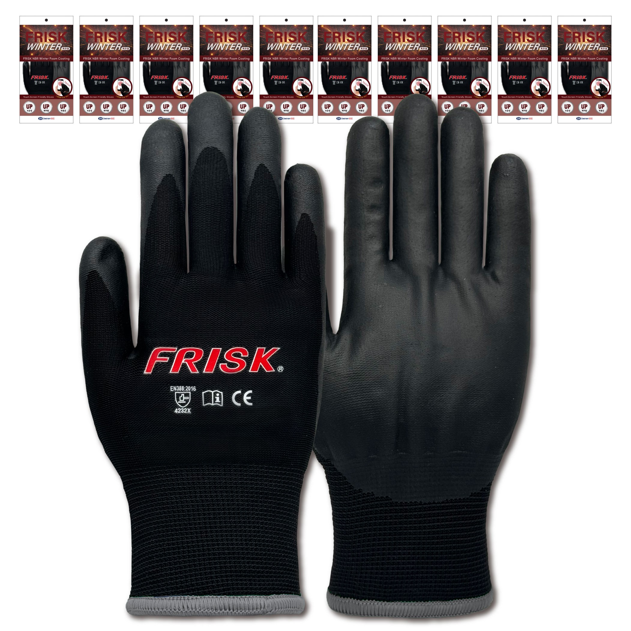 장갑천국 FRISK 프리스크 혹한용 겨울 NBR, 10개, 검정 38,500원