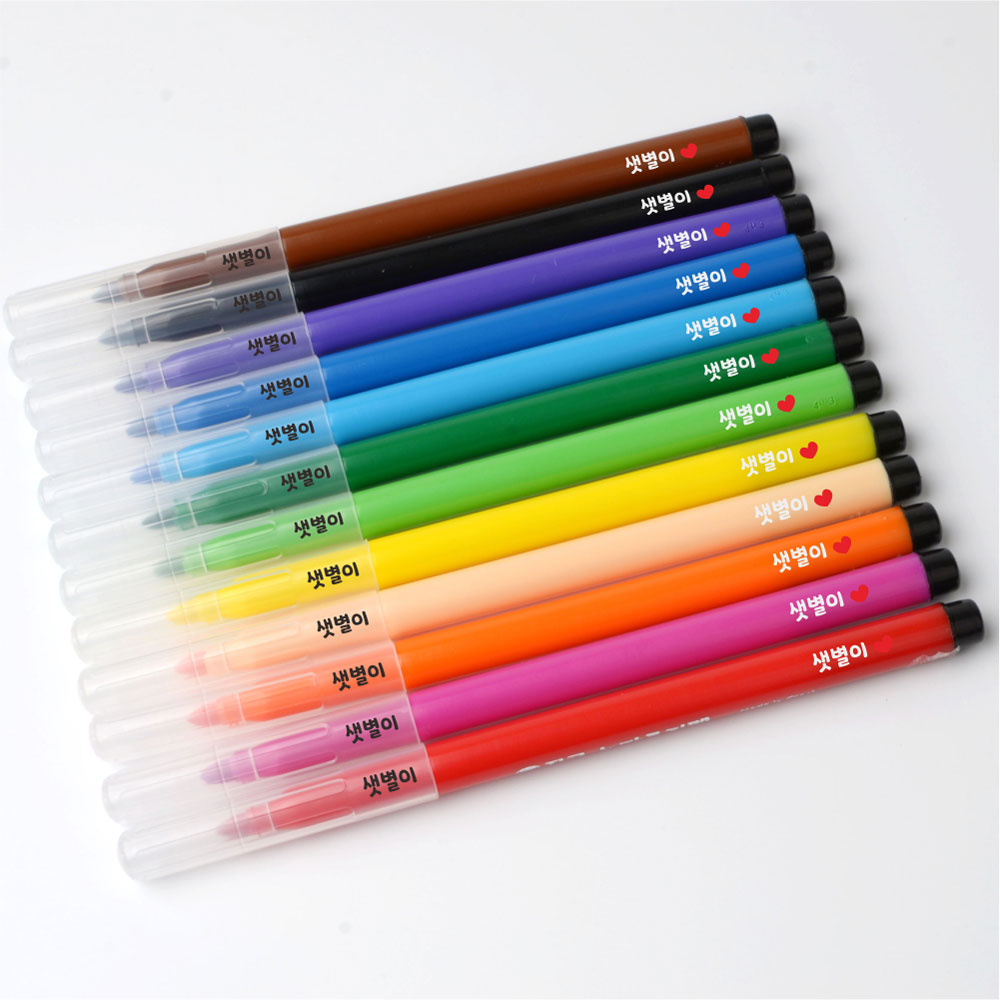 지구화학 노마르지 사인펜 12색 각인 문구 이름 뚜껑 인쇄 입학 새학기 준비물 유치원 선물 주문제작 8,500원