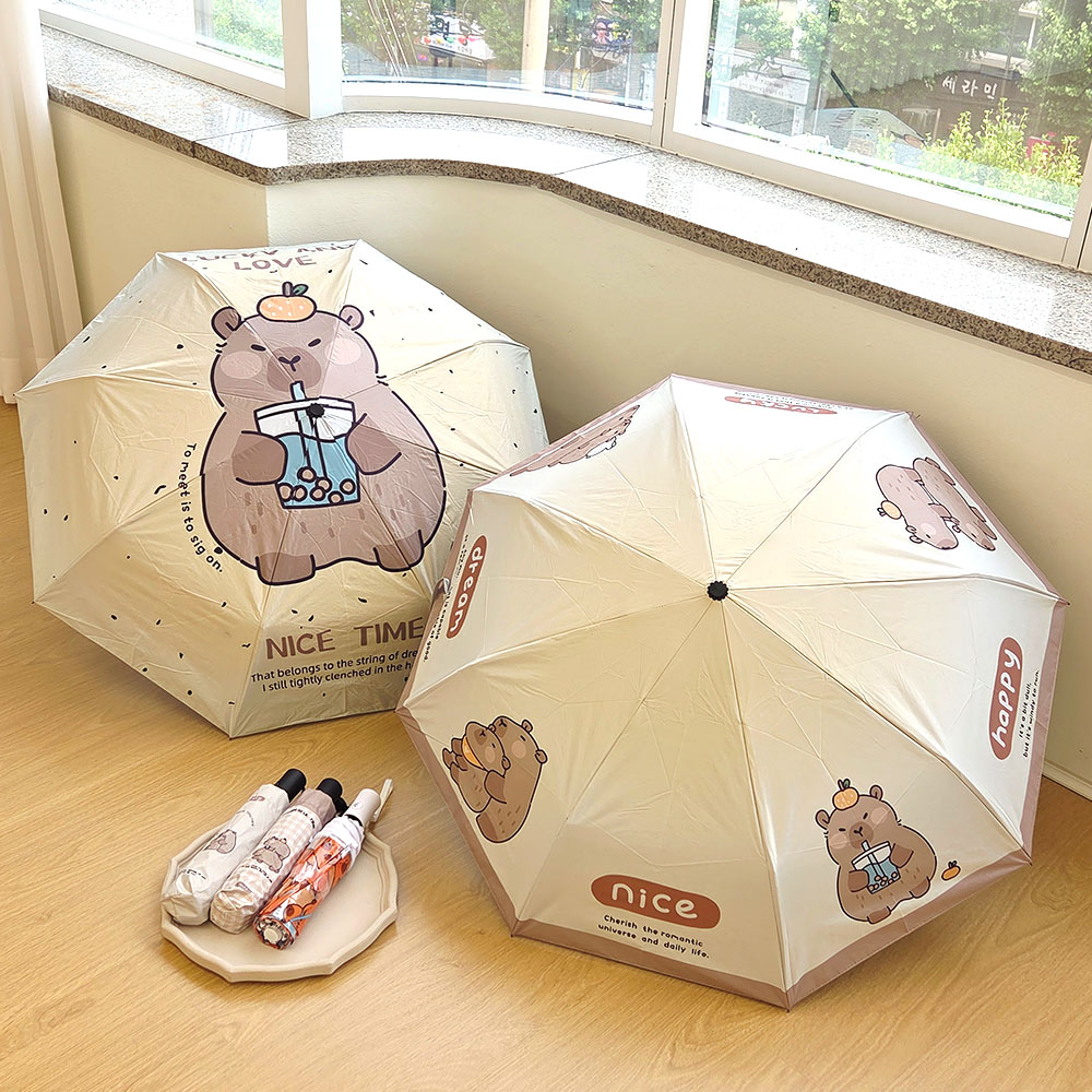 카피바라 우산 시리즈 3단 원터치 자동 버튼 귀여운 캐릭터 경량 우산 11,900원