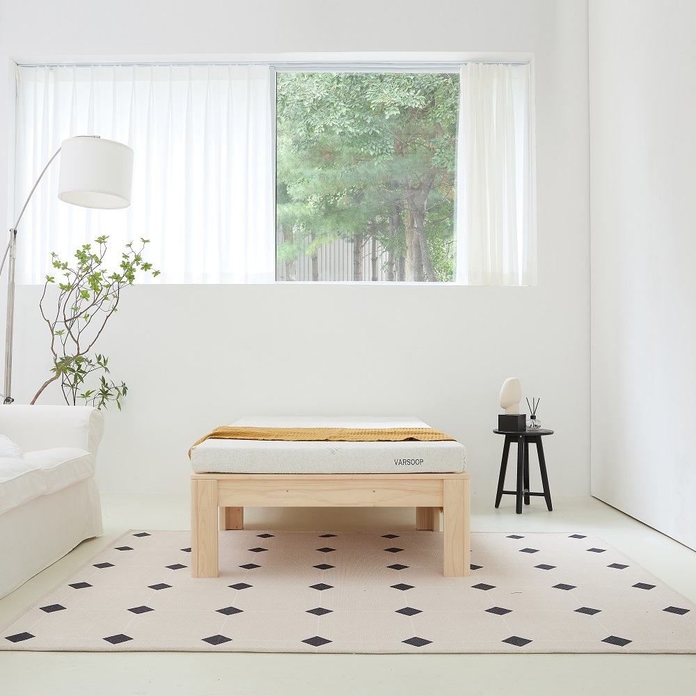 바르숲 고급무절 편백나무 통원목 높은 평상형 무헤드 침대 프레임 평상높이 400, 베이지 858,000원