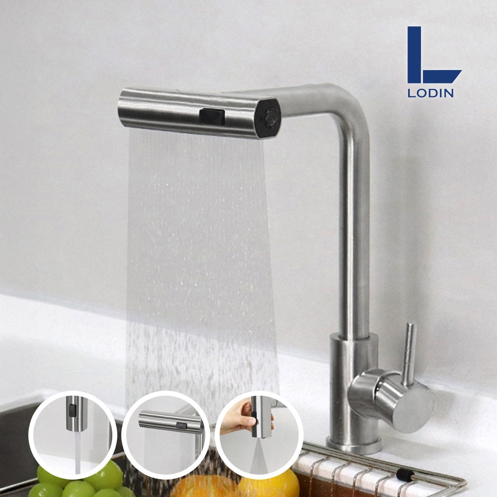 로딘 와이드 3way 폭포수 무광 씽크수전 폭포 주방수전 씽크대 수도꼭지 ODIN-262W, 1개 31,800원