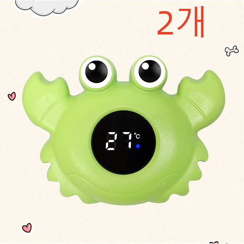 자칠 디지털 귀여운 게 모양 탕온계 가정용 수온계, 2개, 그린 29,850원