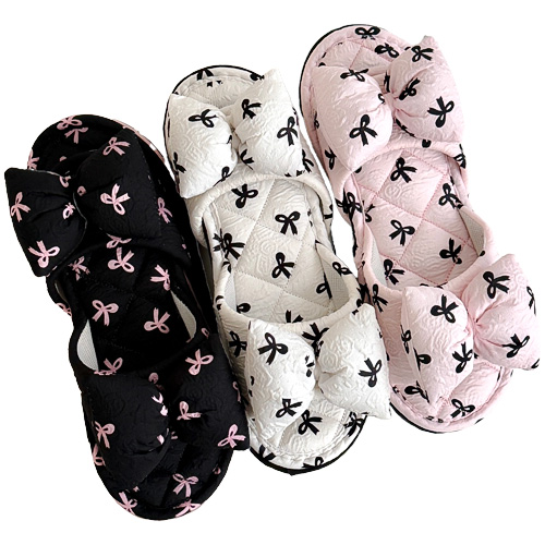 메종드리빙 세탁가능한 3중쿠션 층간소음방지 미끄럼방지 퀼팅 푹신한 거실 면실내화 빅리본 3켤레세트 50,000원