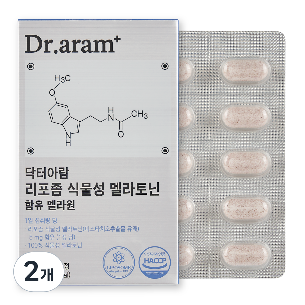 닥터아람 리포좀 식물성 멜라토닌 5mg 함유 멜라원, 2개, 30정 47,400원