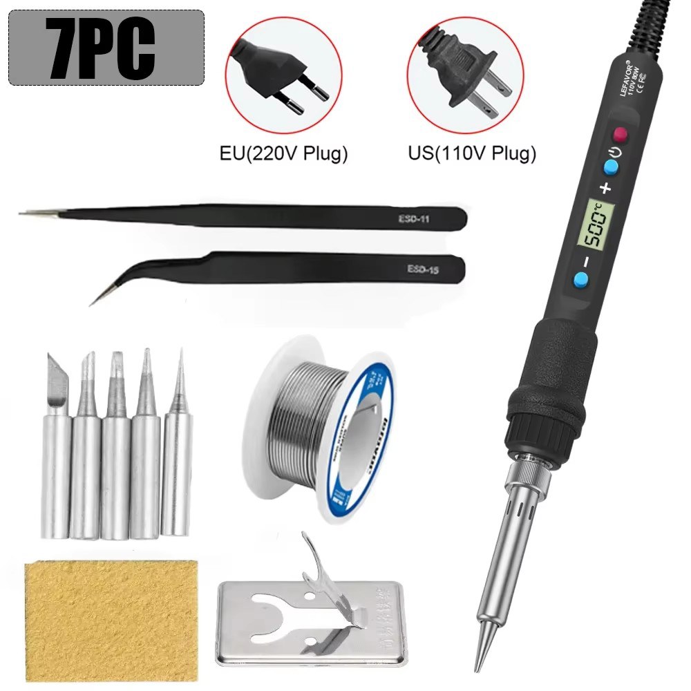 우드 버닝 80W 전기 납땜 인두 키트 조정 가능한 온도 디지털 디스플레이 솔더 주석 철 팁이있는 전자 용접 수리 도구 18,900원