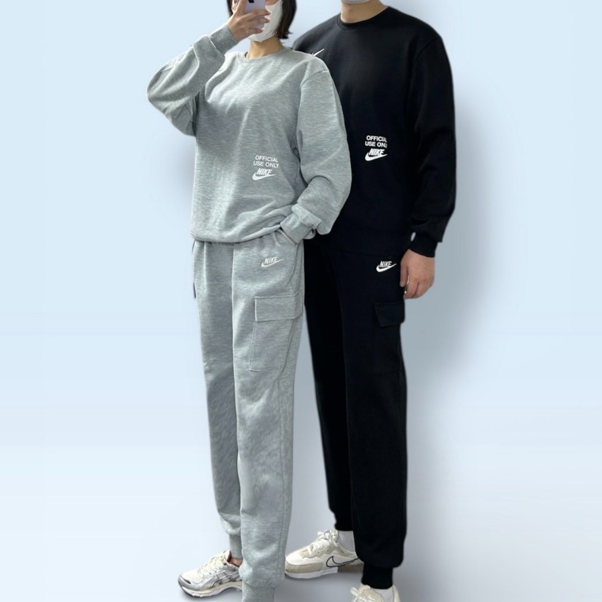 나이키 카고 맨투맨 포켓 트레이닝 세트 단체 커플 남여공용 봄신상 AL 69,000원