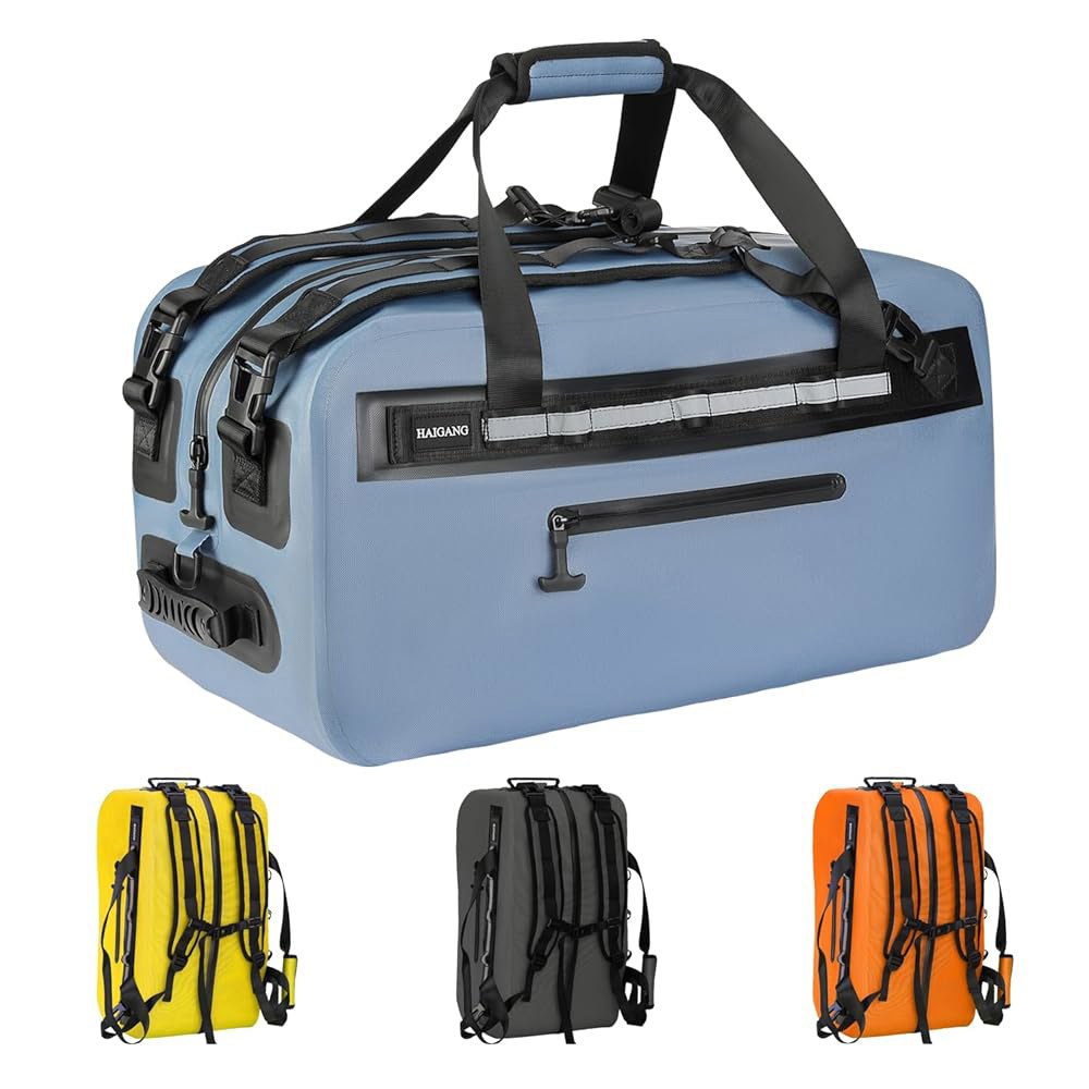 하이강 50L 방수 드라이 더플 백 백팩 840D TPU 헤비 듀티 백팩, 고무 밀폐 지퍼, 카약, 보트 타기, 모터사이클링, 캠핑, 래프팅, 서핑, 수영, 낚시, 해변 휴가, 194,200원