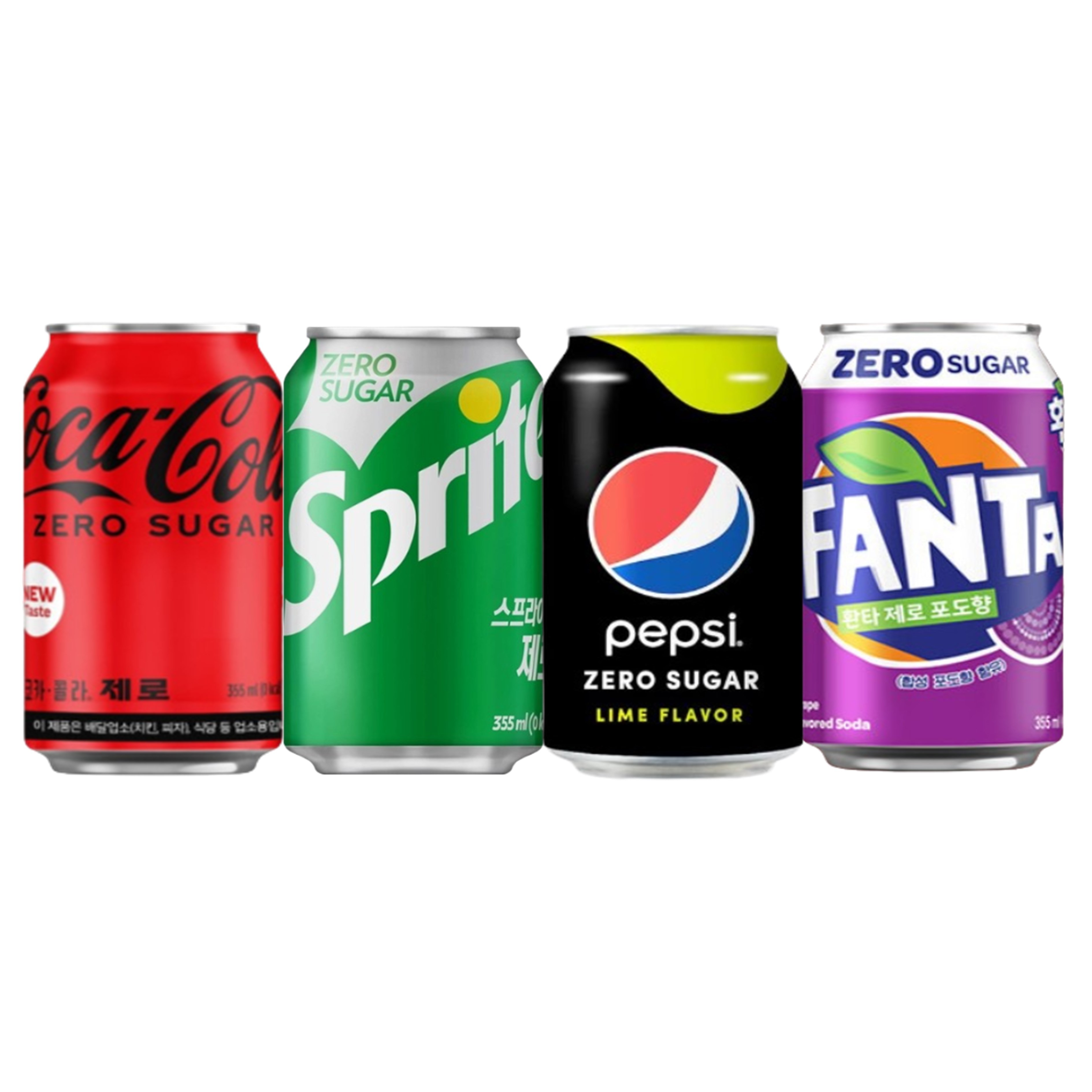 뚱캔 제로 4종 혼합 업소용 코카콜라 제로+스프라이트 제로+펩시 제로+환타포도 제로 355ml 총24캔 세트 25,900원