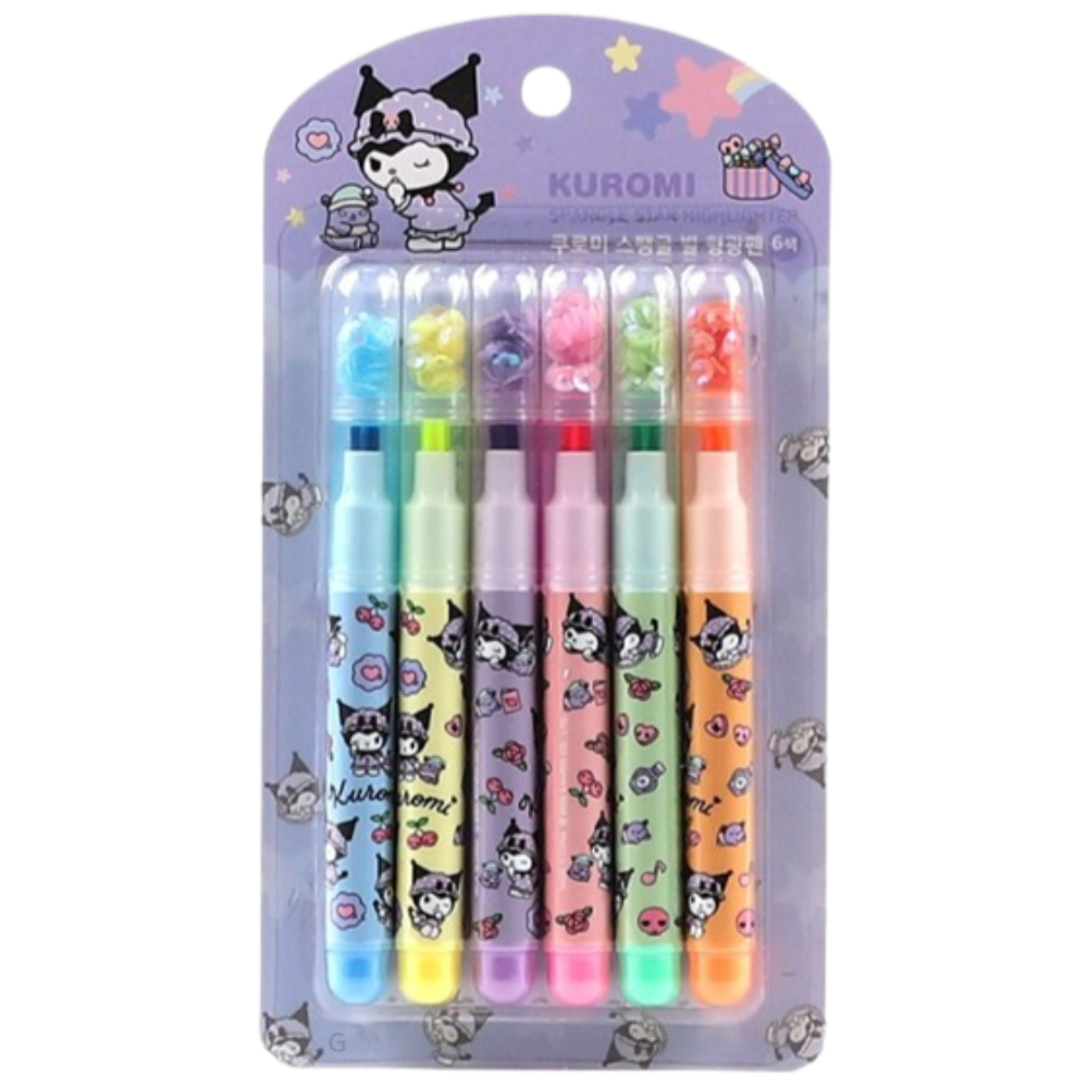 한들 산리오캐릭터즈 스펭글 형광펜 6색 쿠로미 140,000원