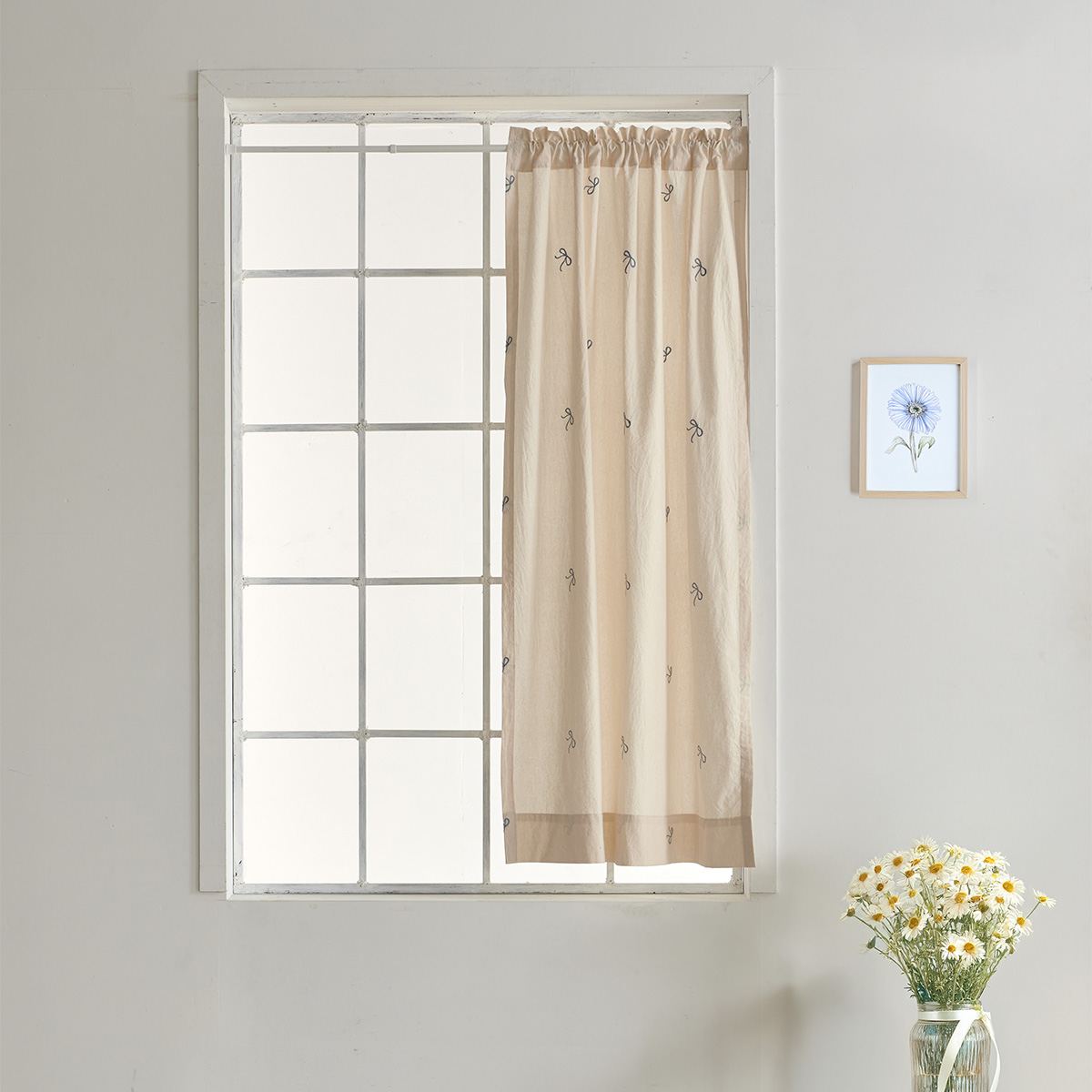 네츄럴 워싱 광목 자수 다용도 봉집 커튼 창문형 거실형 21,800원