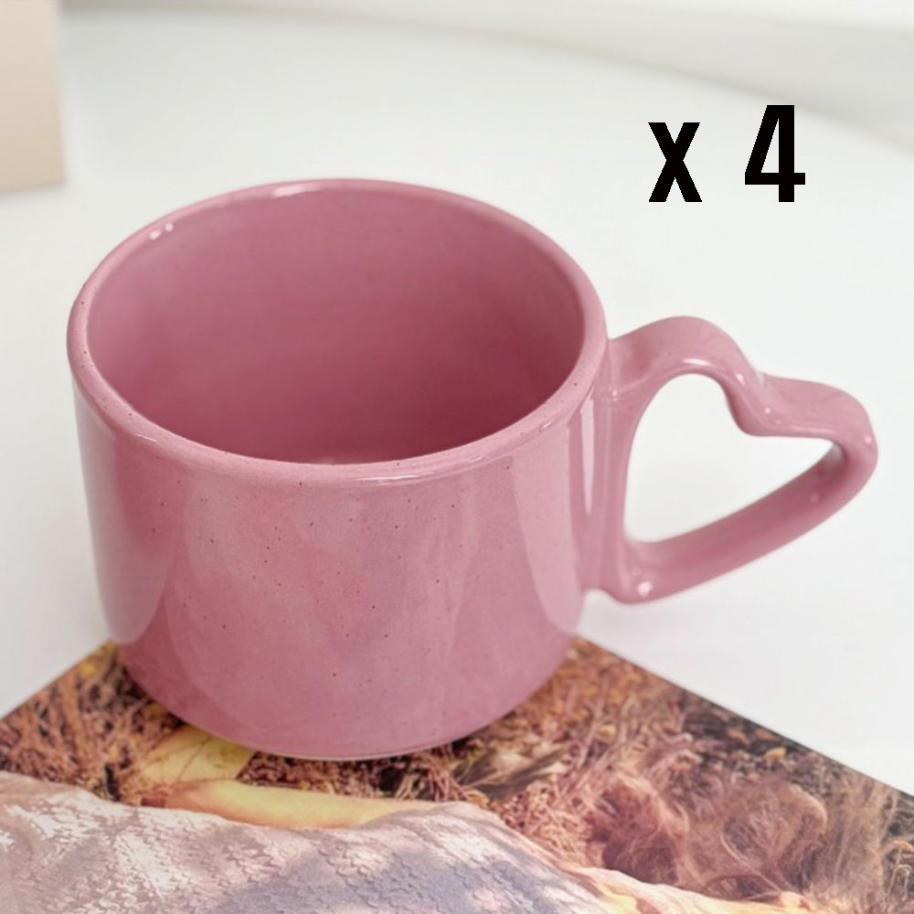 꽃분홍 하트 손잡이 세라믹컵(4P), 1세트, 단일색상 47,800원