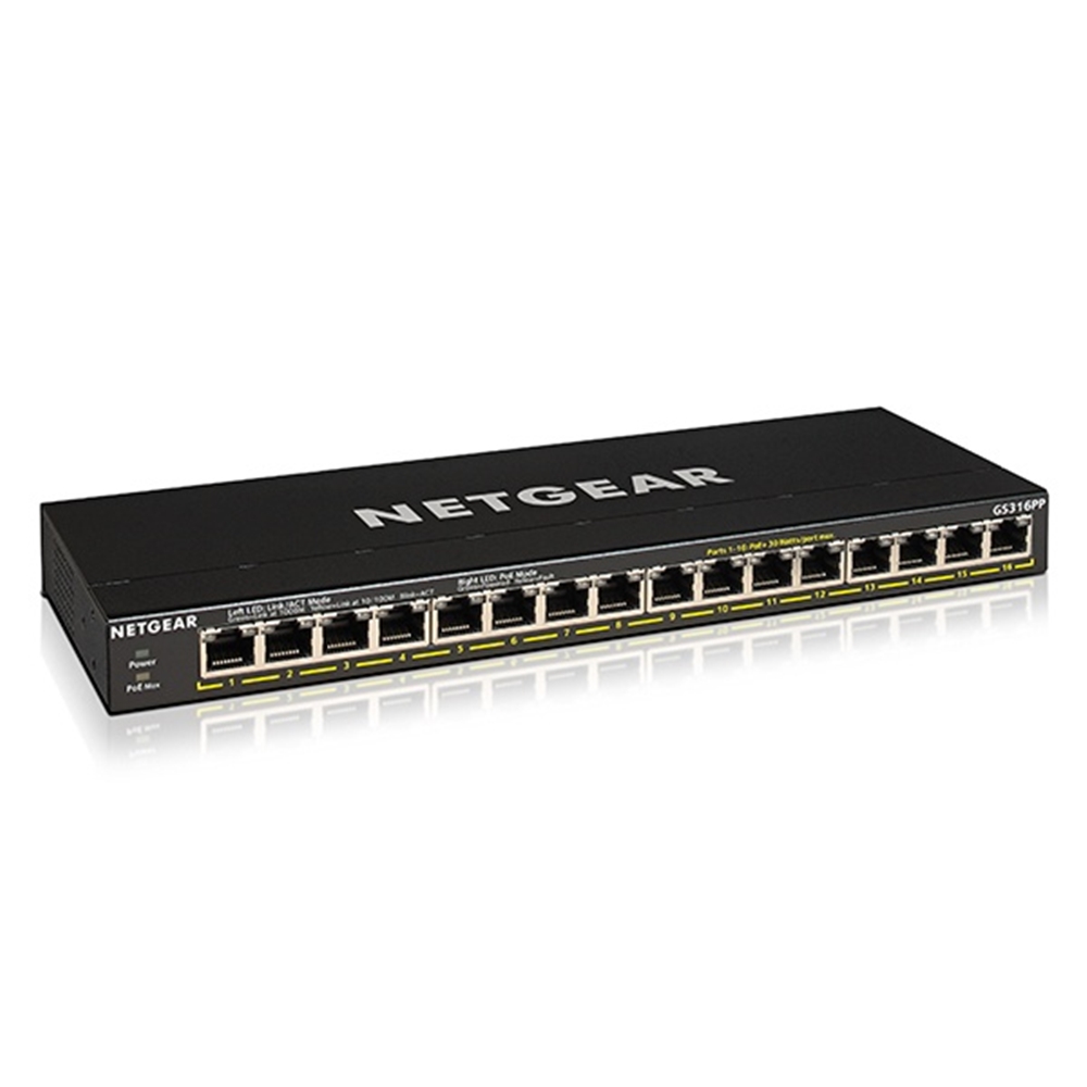 넷기어 GS316PP [1Gbps / 16Port / PoE+ / Wall or Desk Type], 1개 370,000원