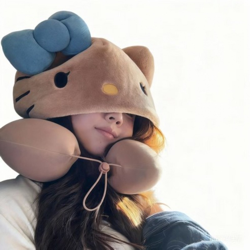 헬로키티후드형U자 목베개, 여행용 비행기기차전용, 모자 + U자형 베개 19,980원