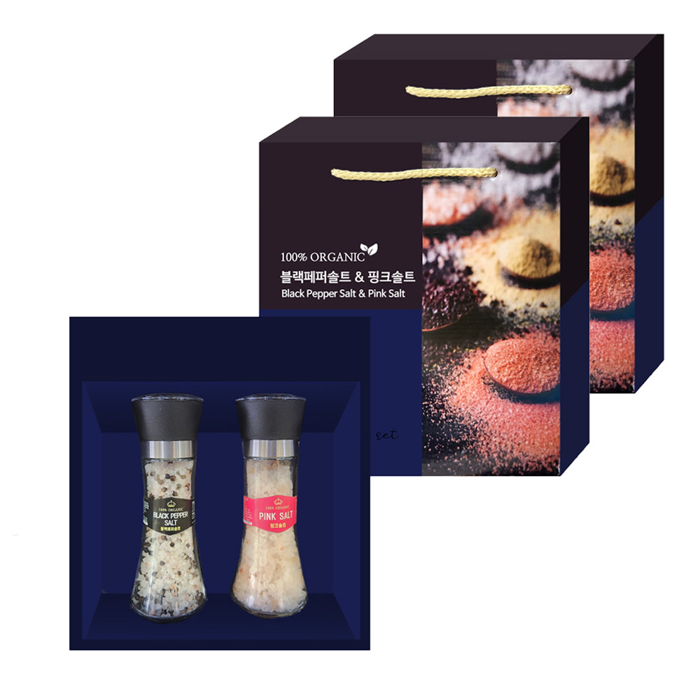 히말라야 핑크 소금 + 블랙페퍼솔트 그라인더 2종 세트 프리미엄 핑크솔트 선물세트 18,800원