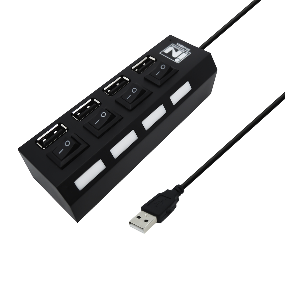 인네트 IN-U4BKA USB2.0 4포트 개별전원 LED 허브 (무전원) 블랙, 1개 4,870원