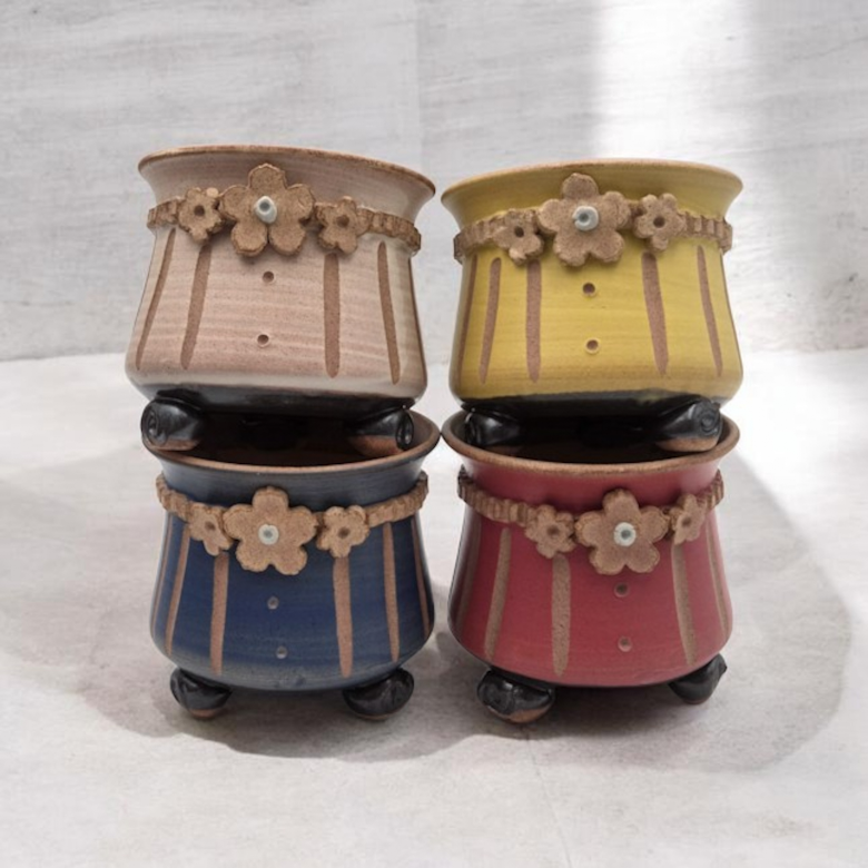 우암 국산 물레 수제화분 진사조각 매화 다육이 도자기화분, 1개, 5번 4개셋트 35,000원