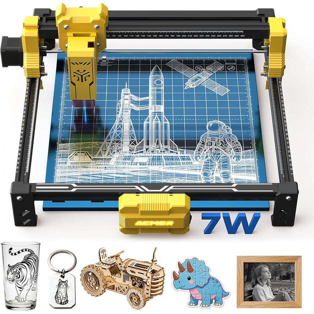 ACMER 7W 소형 레이저 각인기 조각기 커팅기 금속 아크릴 나무 가죽 S2, 1개 318,000원