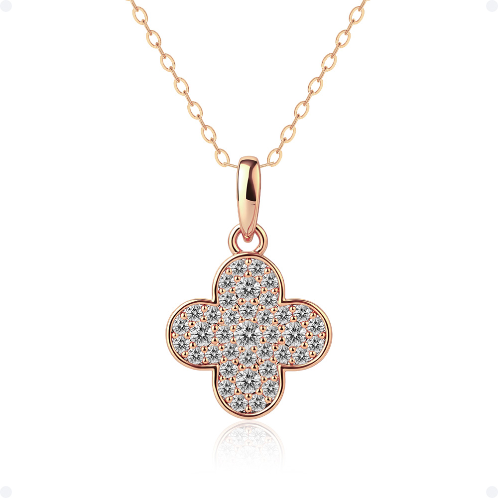 쥬넬 [선물포장] 14K 올라운더 클로버 파베 큐빅 팬던트 체인 금 목걸이 발렌타인 기념일 생일 선물 169,900원