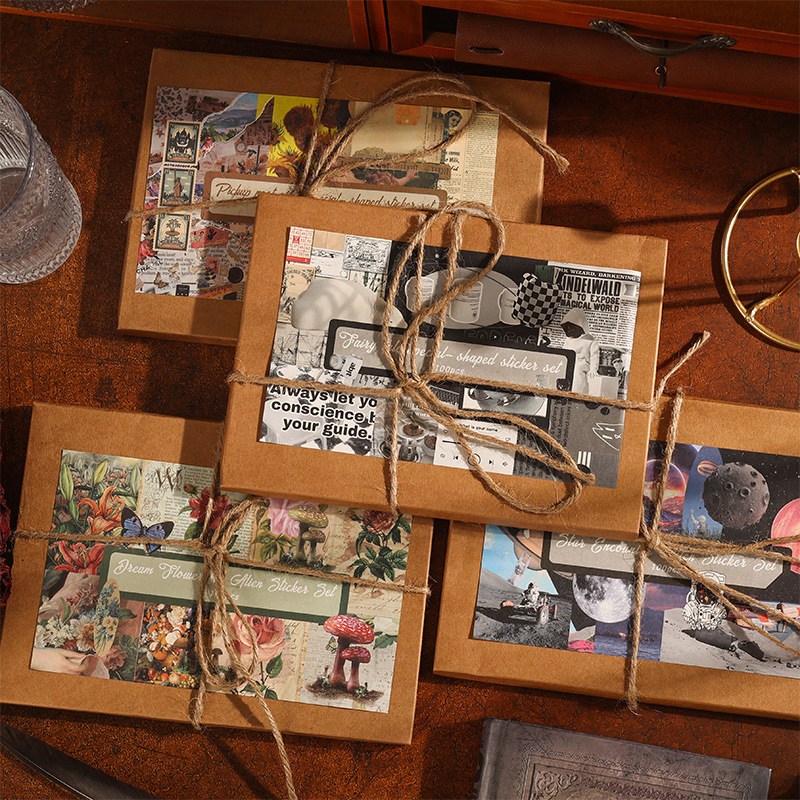 올리브파티 고전시리즈 감성 빈티지 다꾸 스티커 배경지 메모지 100매 박스 세트, 4개, 포스트+스타라이트+블랙화이트+드림플라워 29,500원