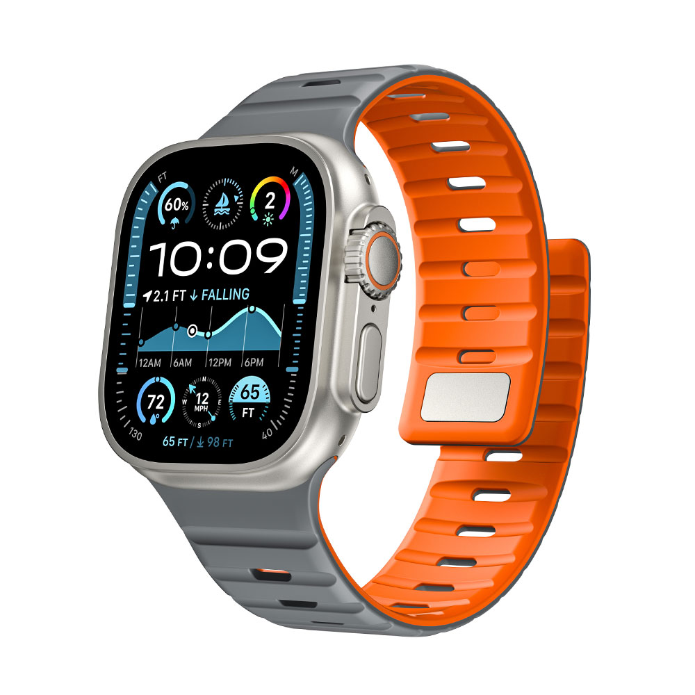 사라밴드 애플워치 호환 인피니티 마그네틱 실리콘 스트랩, 그레이+오렌지 20,900원