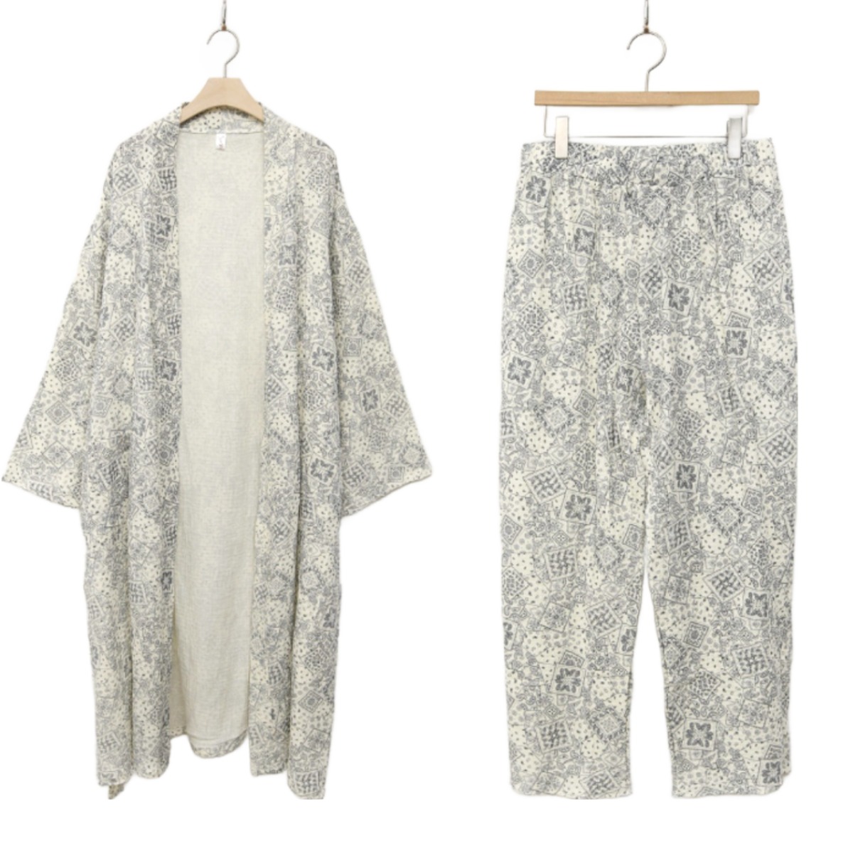 남녀공용 순면 이중지 로브가운 상하세트 샤워가운 커플홈웨어, 1세트, 페이즐리네이비 XL 49,800원