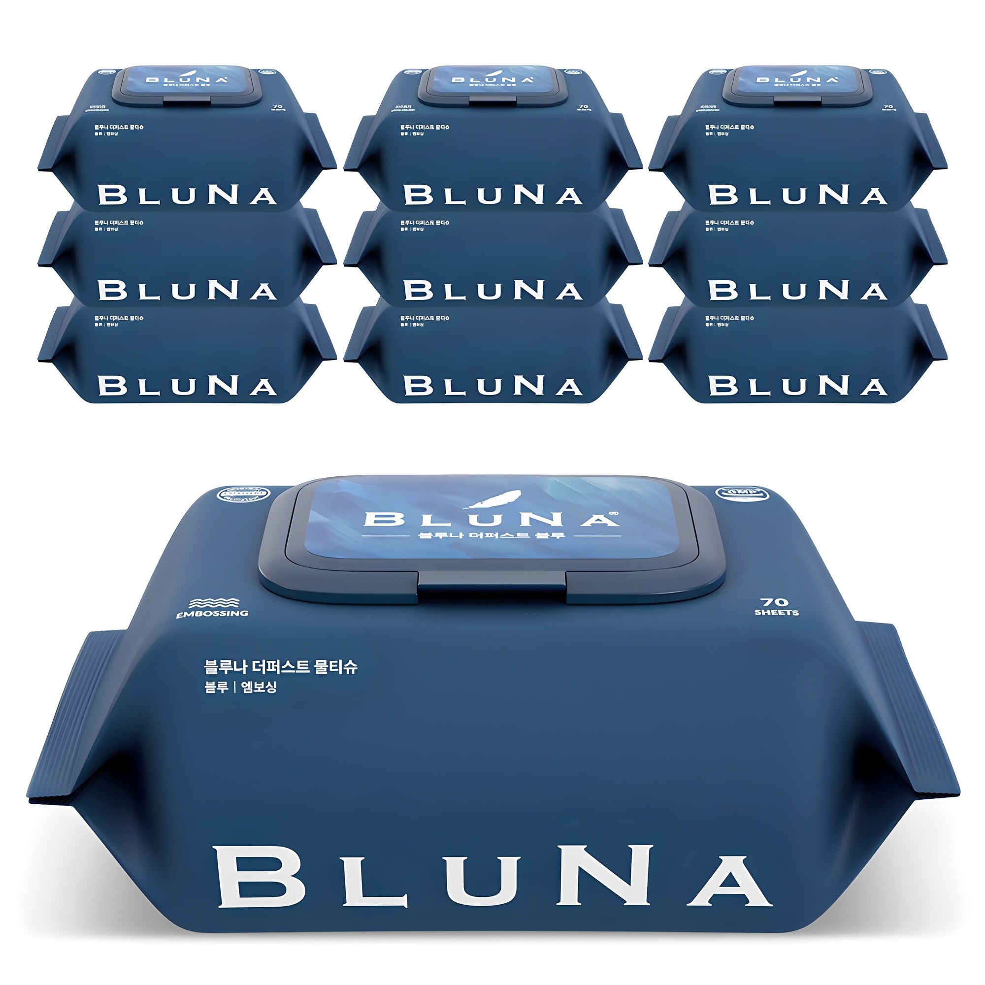 블루나 더퍼스트 물티슈 블루, 70g, 70매, 10개 11,990원