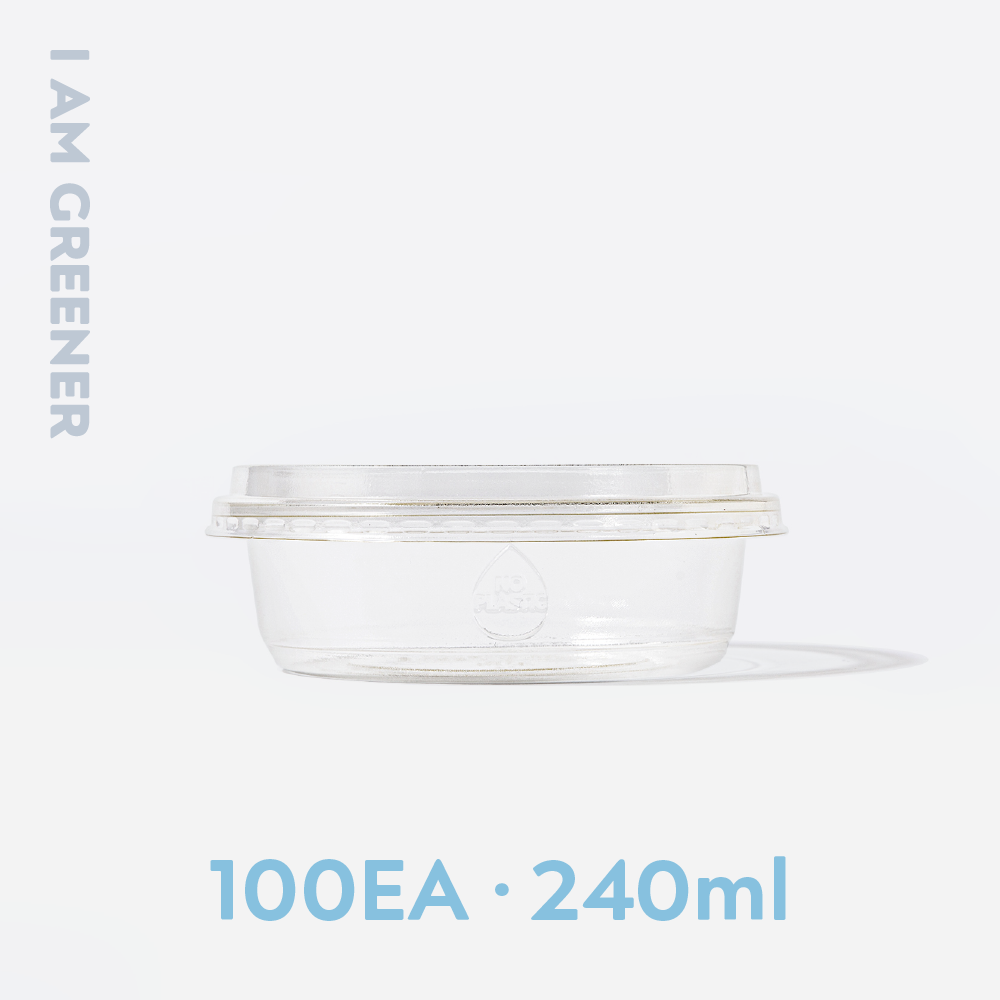 아이엠그리너 친환경 120파이 무인쇄 각인 PLA 투명 원형 용기 + 뚜껑 세트 240ml, 1개 23,100원