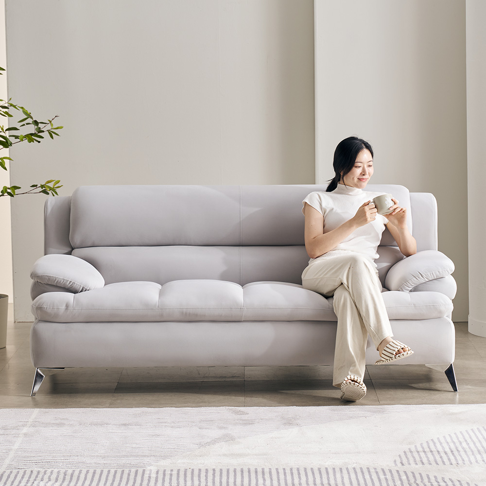 프린홈 어니 패브릭 3인용 소파 4인용 소파, 라이트그레이 219,000원