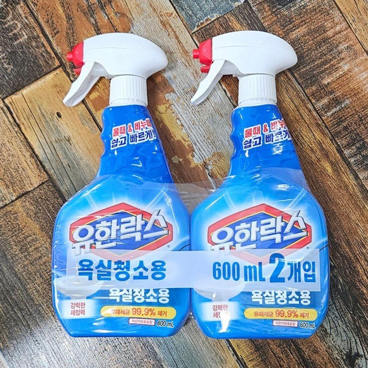 유한락스 욕실청소용2개입 물때제거제 욕실청소용, 1, 본상품선택, 600ml 분사형 2개입 15,040원