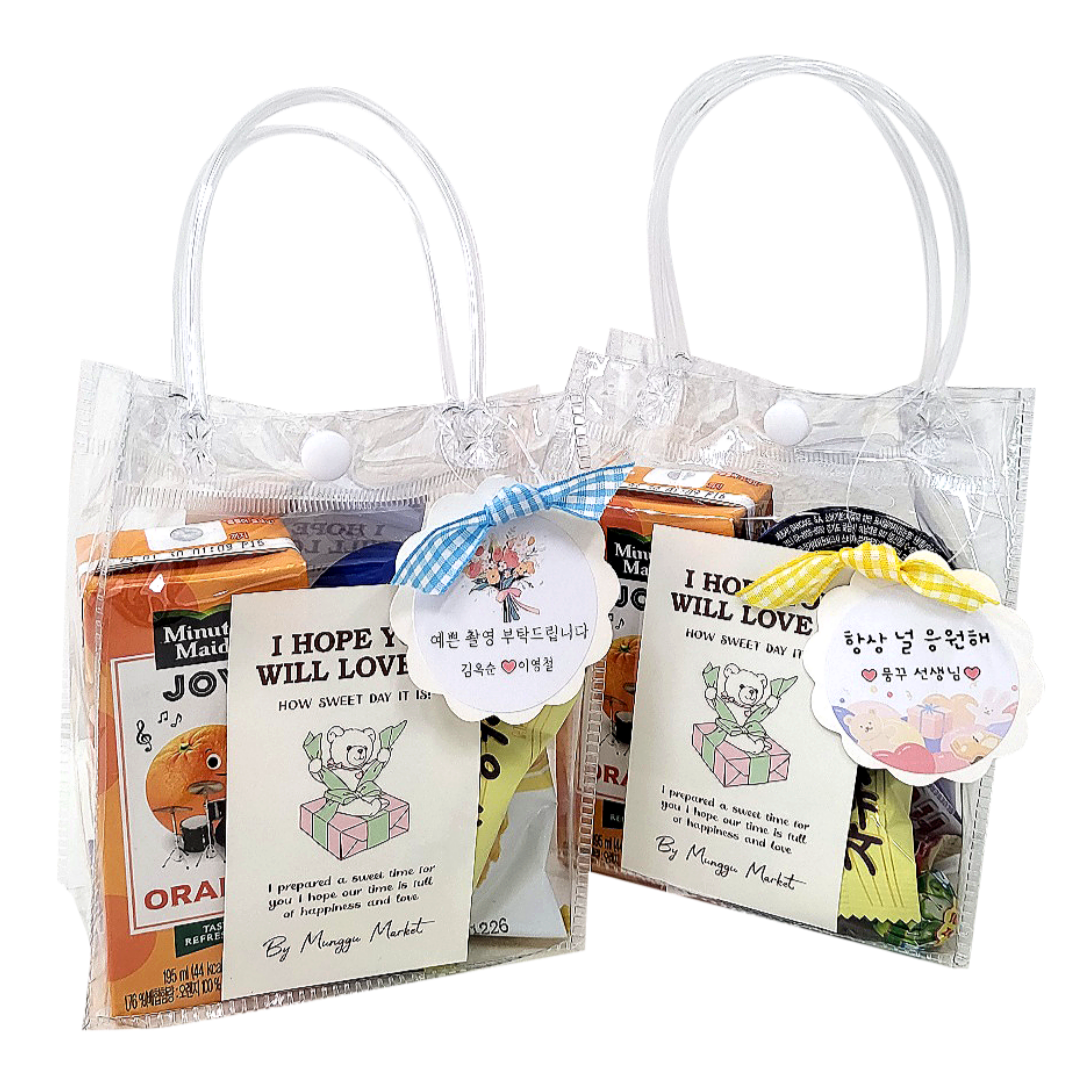 주스간식세트 웨딩촬영 결혼답례품 유치원 어린이집 생일답례품 골프 행사 구디백, 1개 3,400원