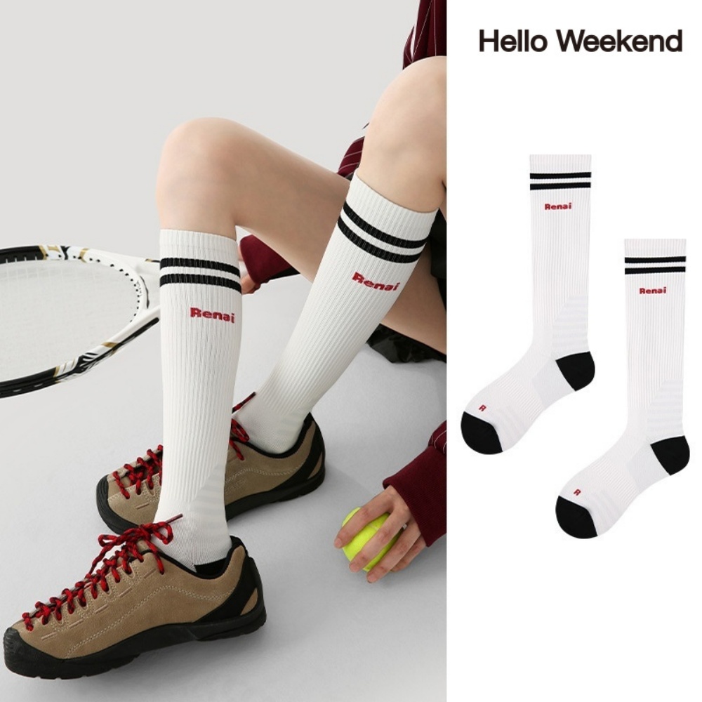 Hello Weekend 여성 양말 스트라이프 봄여름 니삭스 미끄럼 방지 패션 슬림 롱 양말 압박 중목 양말 반장 양말 장목 양말 운동 다리 보온대 필라테스 1족 세트 4,990원