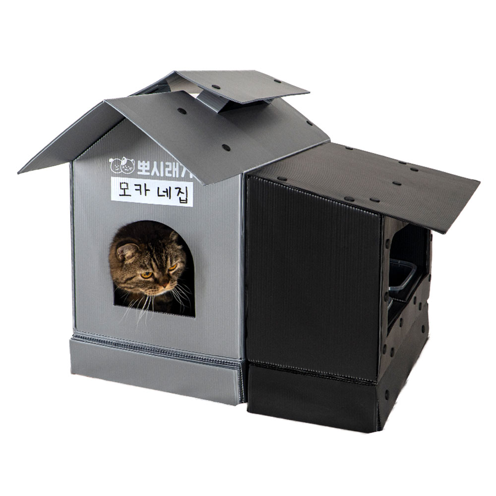 뽀시래기 길고양이 여름집+급식소 세트, 블랙, 1개 78,500원