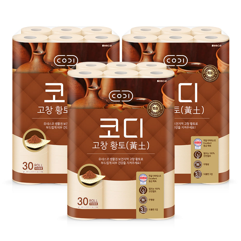코디 천연펄프 3겹 고창황토 62,600원