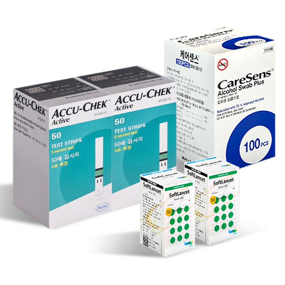 로슈 아큐첵 액티브 혈당시험지 [시험지100매+솜100매+채혈침100개], 1세트 25,000원