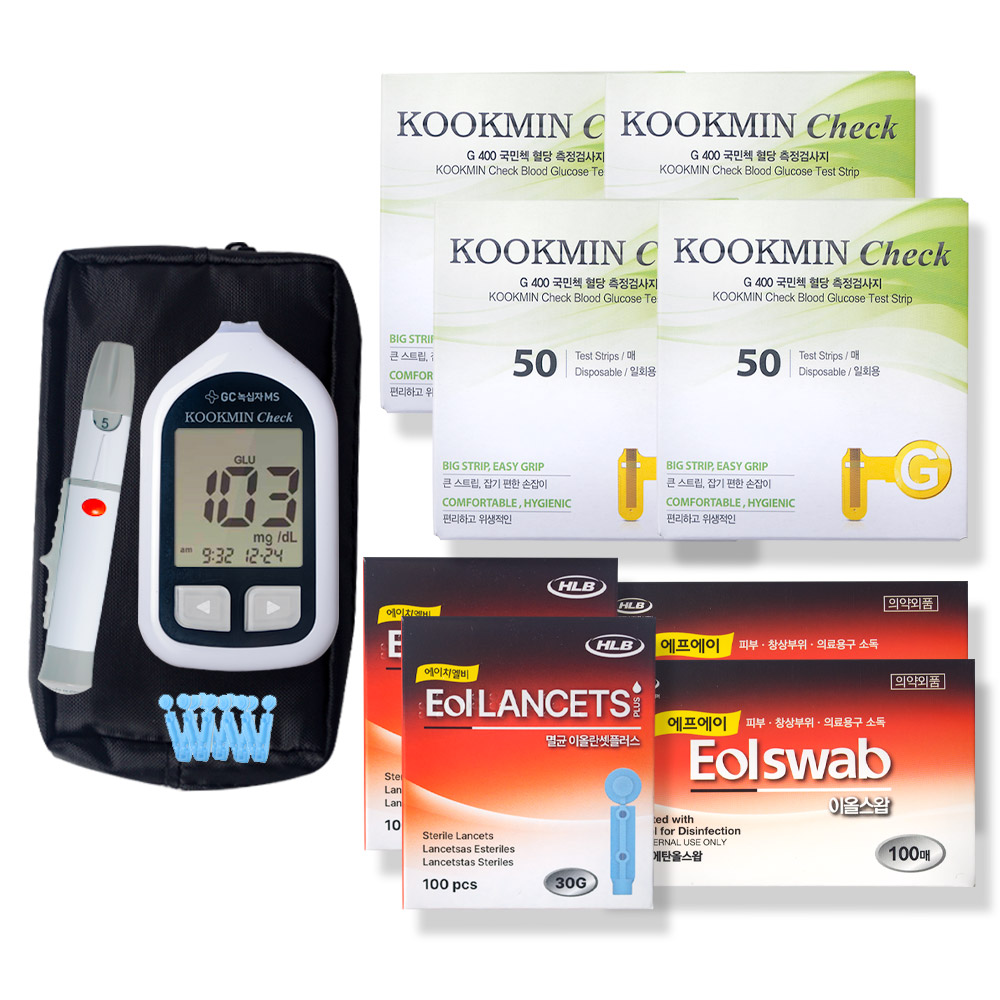 녹십자  국민첵 혈당측정기+혈당시험지100매  알콜스왑+채혈침 69,000원