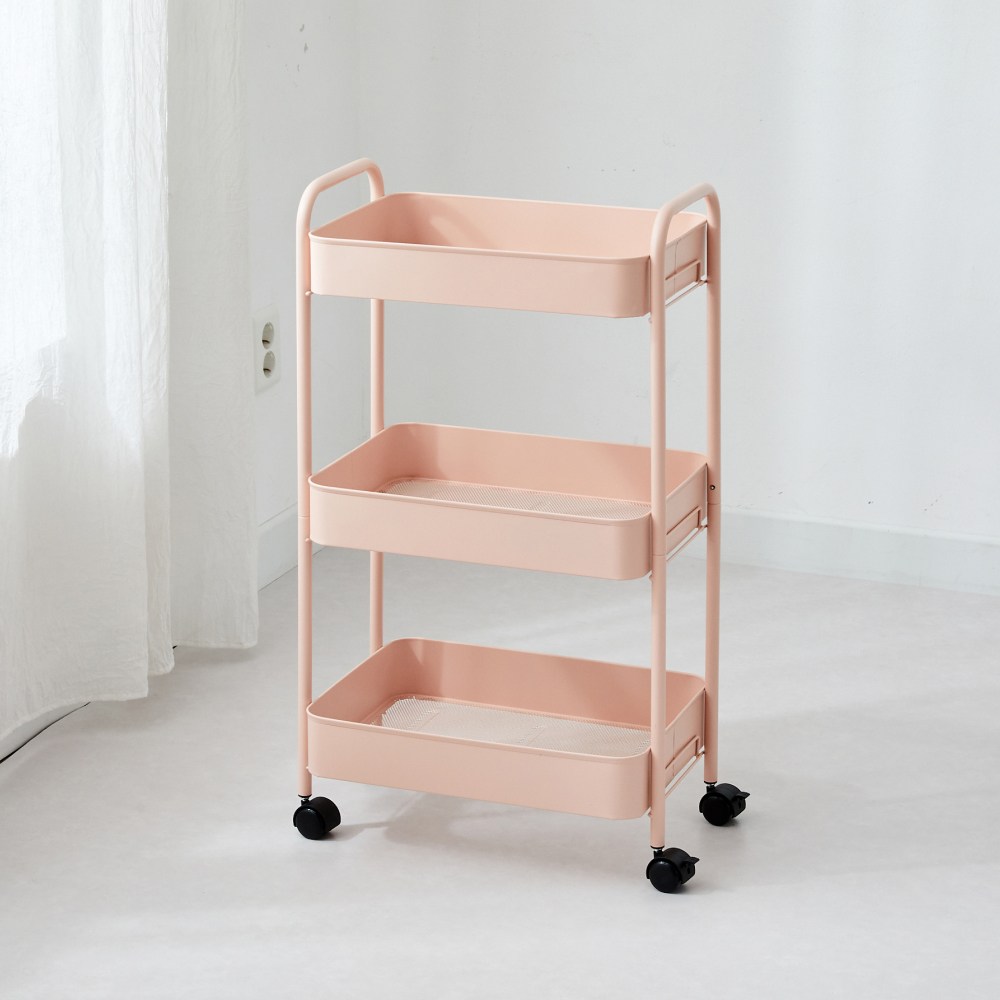 [모던하우스] ON 나사없이 쉽게 조립하는 3단 메탈트롤리 파우더 핑크 49,900원