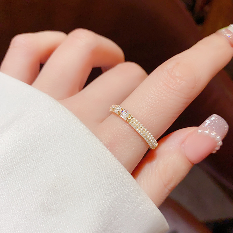 NXNA 14K 골드 럭셔리 여성스러우면서 고급스러운 미니멀 디자인 달콤한 귀여운 개성 패션 진주 큐빅 조절 가능 반지 도금 CS-JZ003, 발암물질을 함유하지 않다 105,210원