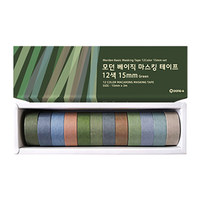 투코비 모던베이직 마스킹 테이프 12색 세트 15mm x 3m 6,000원