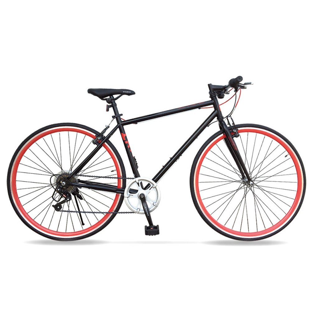 [지멘스 자전거]지멘스 하이브리드자전거 700C 캣츠7단 21단 알루미늄으로 가벼운 무게 25mm컬러이중림, 170cm, 1개, [미조립]캣츠7단_블랙/레드 139,000원