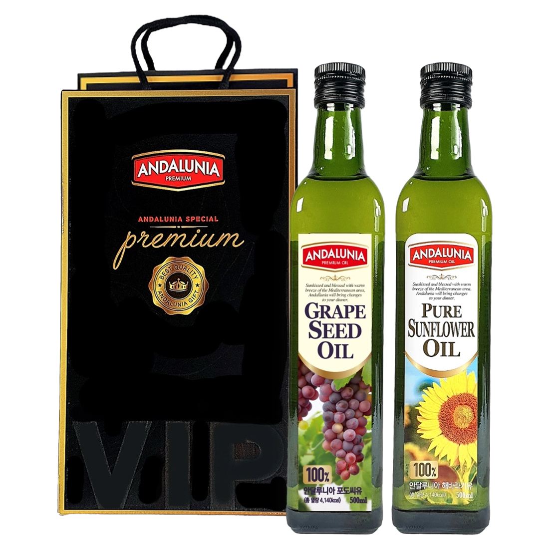 안달루니아 포도씨유 500ml + 해바라기유 500ml 세트, 1세트 17,900원