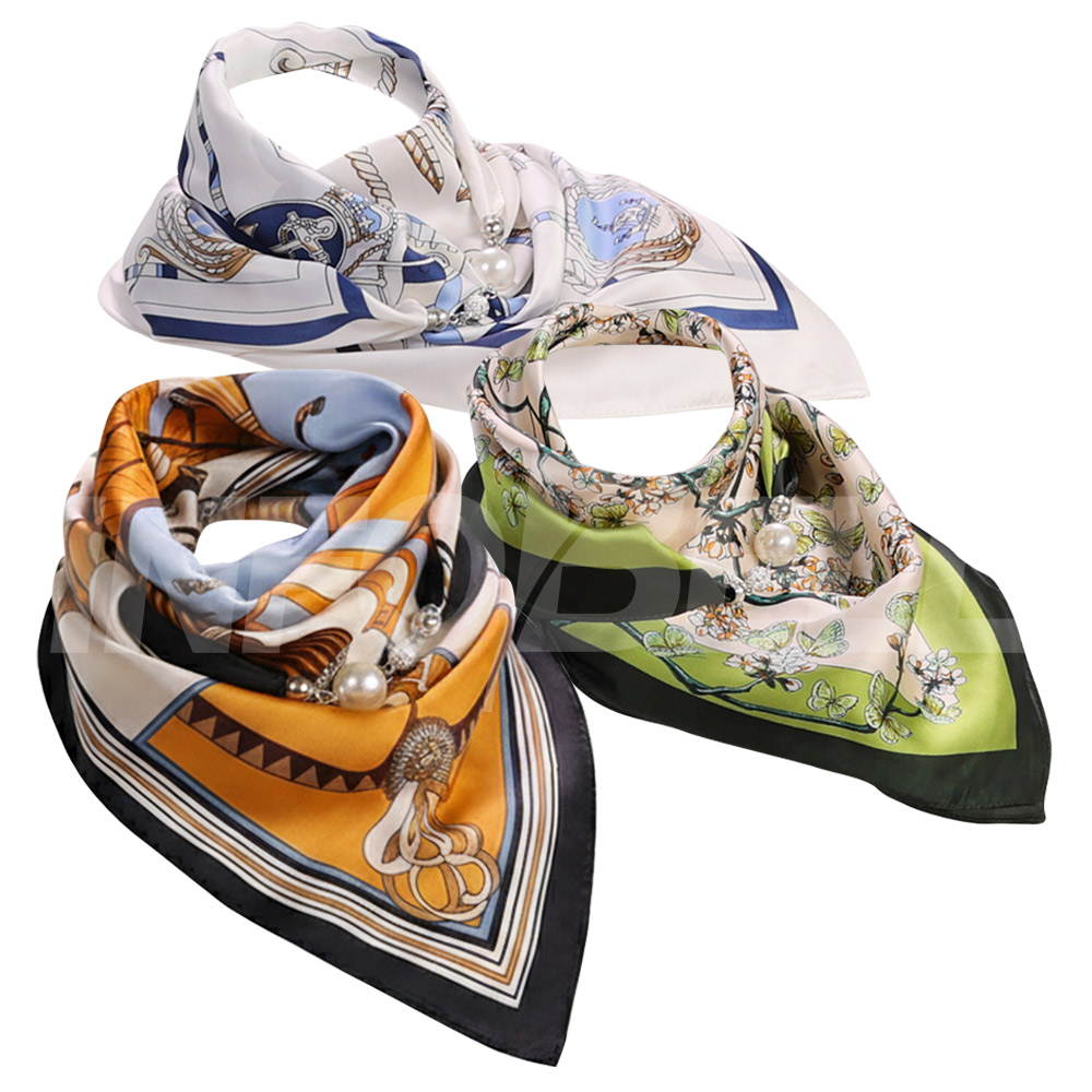 [TV홈쇼핑정품 인포벨]앙드레김 실크핏 전주링 원터치 스카프 자석 마그네틱 가을 부모님 파리 스카피 머플러, 오션 화이트+플라워 그린+홀스 브라운, 1세트 29,900원