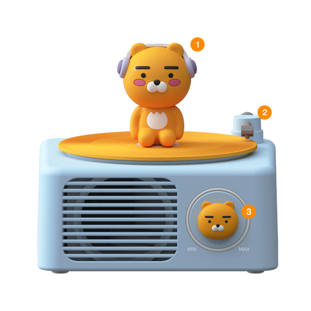 [카카오프렌즈] 캐릭터 무선 블루투스 탁상용 턴테이블 스피커, 라이언 45,000원
