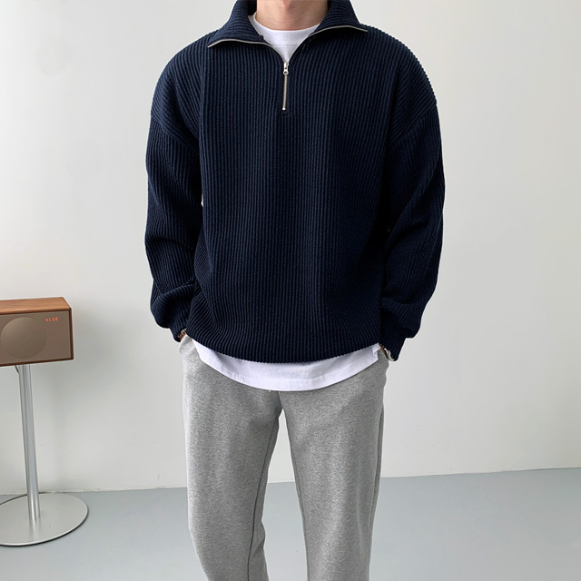 치트키 아몬드 반집업 남녀공용 사계절 편한 구김없는 니트지 mtm 20,900원