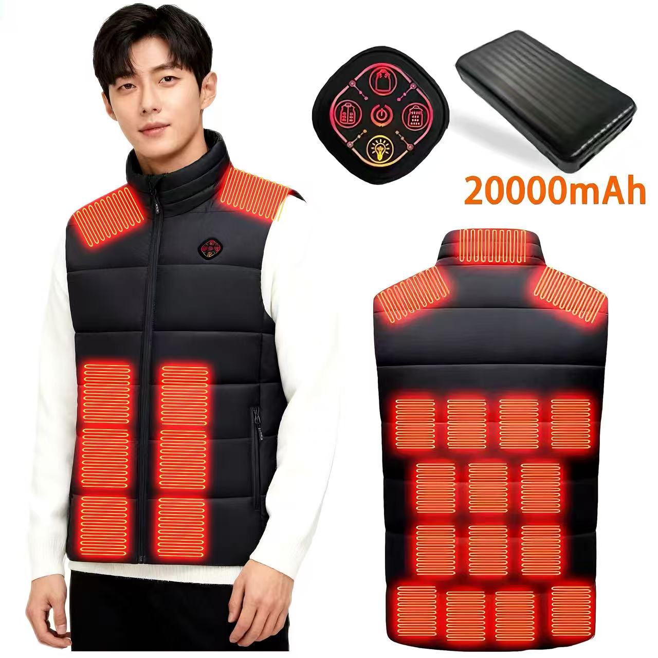 [20000mAh 대용량/ 25구역 발열] 발열조끼 6단 온도조절 방수/세탁가능 USB 충전 초경량 방한복 골프 아웃도어 작업복 남녀공용 33,920원