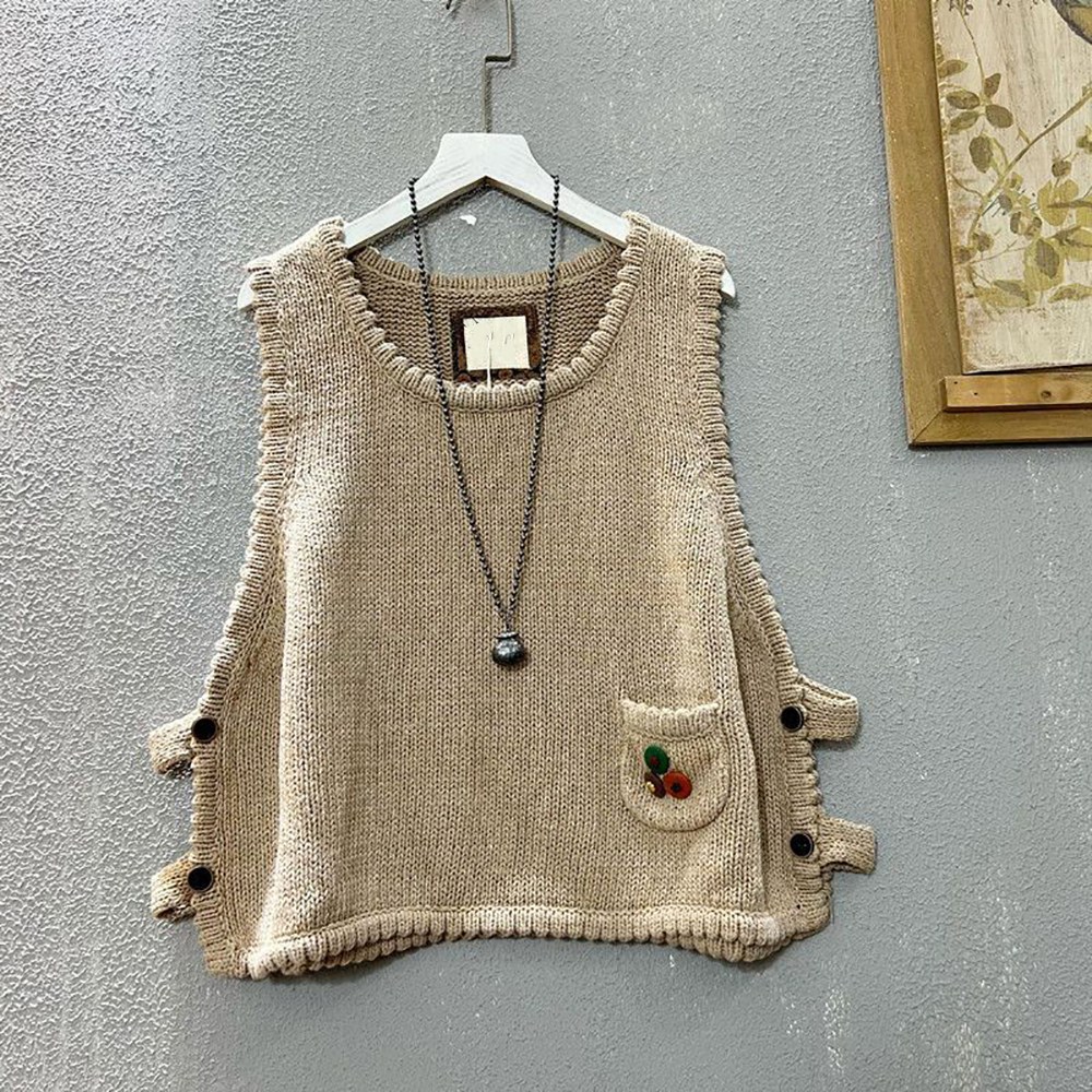 지고다그 여성용 봄가을 환절기 빅사이즈 루즈핏 A라인 니트 베스트 포켓 포인트 캐주얼 레이어드 조끼 YY31744 25,900원