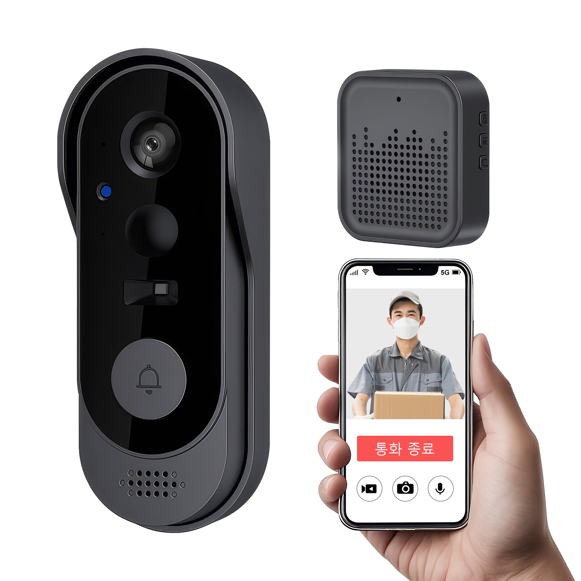 RUNDX 무선 스마트 도어벨 초고화질 스마트폰 WIFI 연동 현관인터폰 야간투시경 방수 초인종 40,800원